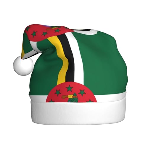 XZDCAL Flagge des Commonwealth of Dominica Plüsch Weihnachtsdekoration Hut für Erwachsene, weicher weißer Rand, leichtes und festliches Accessoire von XZDCAL