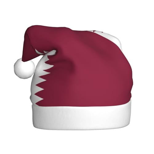 XZDCAL Qatar Flagge Plüsch Weihnachtsdekoration Hut für Erwachsene, weicher weißer Rand, leichtes und festliches Accessoire von XZDCAL