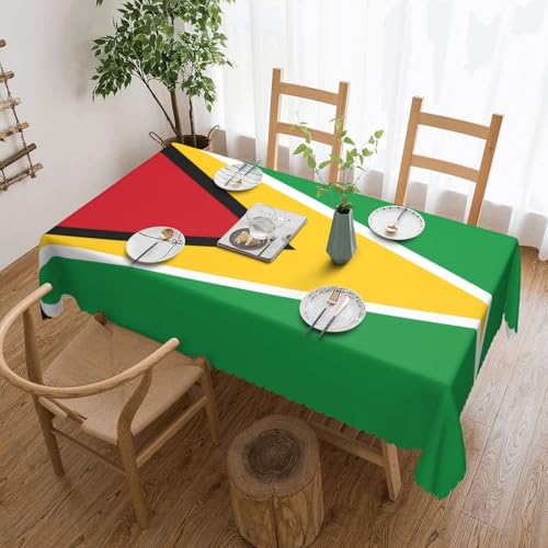 XZDLXJ Rechteckige, wasserdichte Tischdecke mit der Flagge von Guyana, knitterarm und waschbar, für Langlebigkeit bei wiederholtem Gebrauch, schwarz von XZDLXJ