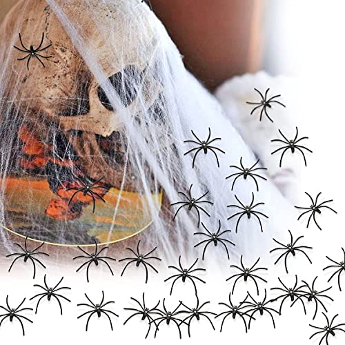 XZEIT 60 g Halloween-Spinnennetz-Dekoration, Dehnbare Spinnweben, gefälschtes Spinnennetz mit 30 künstlichen Spinnen für Halloween-Dekorationen, Spukhäuser, Partyzubehör, Innen- und Außendekorationen von XZEIT