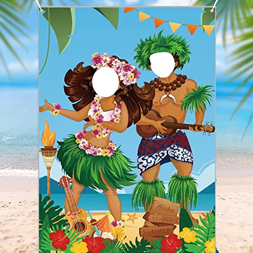 XZEIT Luau Party Dekoration Hawaii Fotohintergrund, Party Dekoration Hawaii Fotohintergrund Foto Banner, Hawaiisch Aloha Party Luau Paar Stütze Sommer Strand Tropisch Deko Party Beachparty (39in*59in) von XZEIT