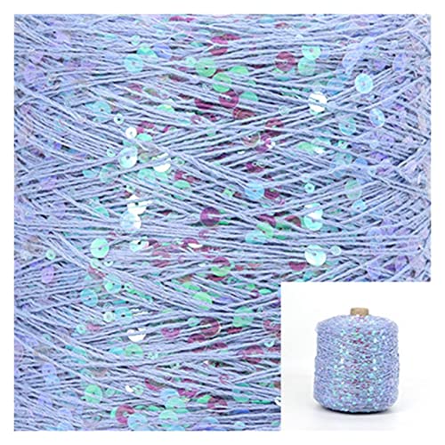 XZMALZYC 50g / Skesins Baumwoll Pailletten Garn 6mm + 3mm Pailletten Hand Strickgarngewinde Luxus Glitter Weiches Seil DIY. Material (Color : AJ069) von XZMALZYC