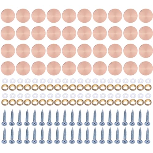 XZQYDS 40 Stück Stahl-Glas-Schraubkappen, dekorative Befestigungselemente, rostfreie Schraubenabdeckungen, Set für Badezimmer, Küche, Deckenkunst von XZQYDS