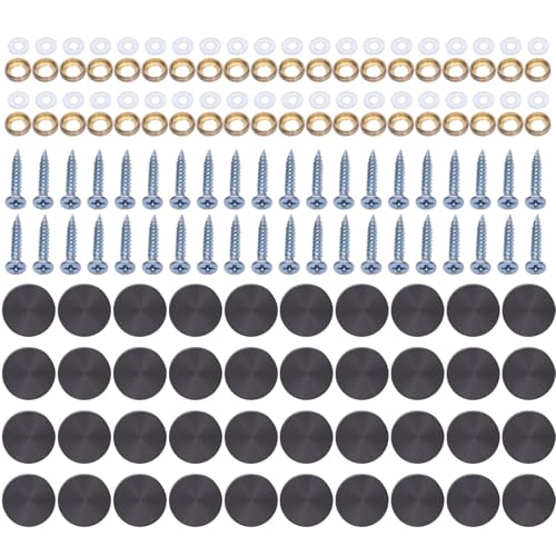 XZQYDS 40 Stück Stahl-Glas-Schraubkappen, dekorative Befestigungselemente, rostfreie Schraubenabdeckungen, Set für Badezimmer, Küche, Deckenkunst von XZQYDS