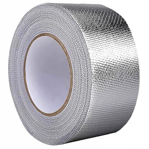 XZRDINGJIE Glasfaser Aluminiumfolie Klebeband, Kanal Isolierband Hochtemperatur Hochleistungs Metallband Verstärktes Aluminium Folienband Wasserdichtes Band (5cm x 25m) von XZRDINGJIE