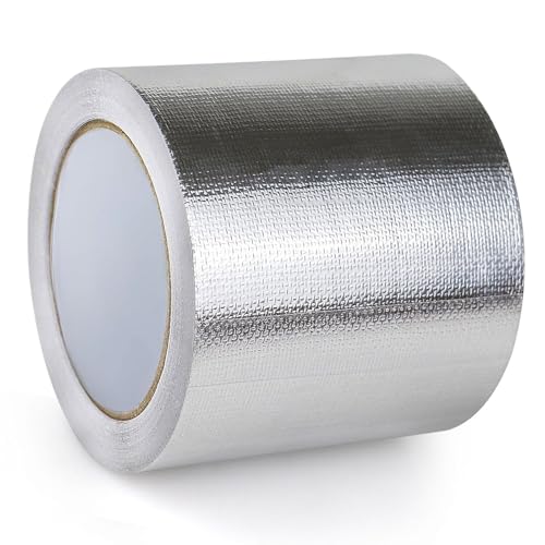 XZRDINGJIE Glasfaser Aluminiumfolie Klebeband, Kanal Isolierband Hochtemperatur Hochleistungs Metallband Verstärktes Aluminium Folienband Wasserdichtes Band (10cm x 25m) von XZRDINGJIE