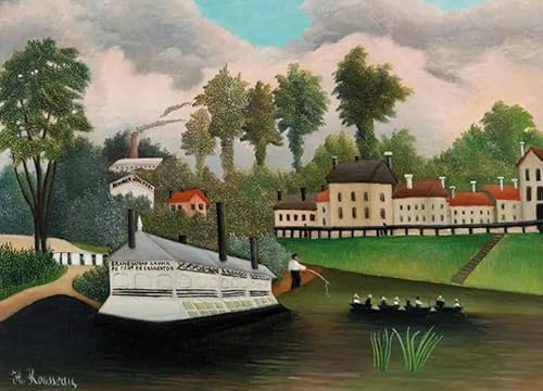 XZSFD NBGEA Berühmte Henri Rousseau Poster Landschaftsdrucke Retro Wandkunst《Riverside Port》Bild Henri Rousseau Leinwand Gemälde für Wohnkultur 70x50cm ungerahmt von XZSFD NBGEA