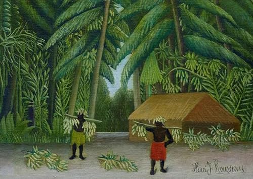 XZSFD NBGEA Henri Rousseau Poster und Drucke Retro Wandkunst《Tropische Landschaft Bananen》Bild Henri Rousseau Leinwand Gemälde für Wohnkultur 70x50cm ungerahmt von XZSFD NBGEA