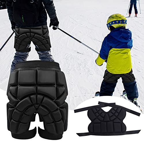 3D gepolsterte Shorts Schutz für Snowboarden, Eislaufen, Eva, Kurze Hose, Schutzausrüstung, Aufprallpolster, Hüft- und Steißbeinschutz für Kinder und Erwachsene (Black, S) von XZincer
