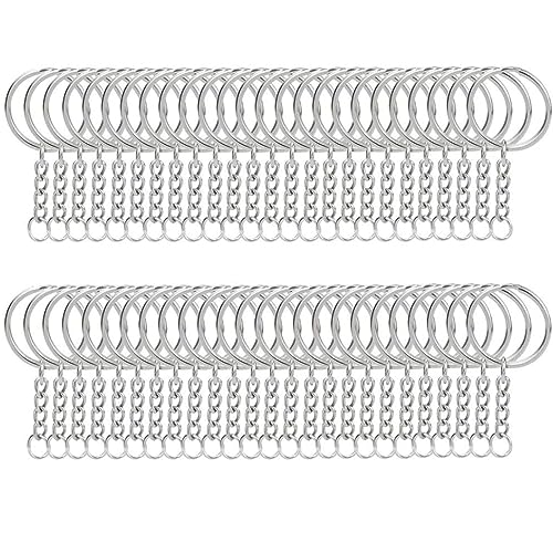 Teile für geteilte Schlüsselanhängerringe Metall. 50 Schlüsselanhänger mit 25 mm offenem Biegering und Verbindungsstück. Machen Sie Ihren eigenen Schlüsselring Bürostuhl Für Zu (Silver, One Size) von XZincer