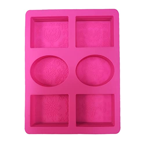 XZincer 6 gleichmäßige rechteckige ovale Silikon-Handseifenform Neues Muster Seifenform Kaltseife. Melaminharz (Hot Pink, One Size) von XZincer