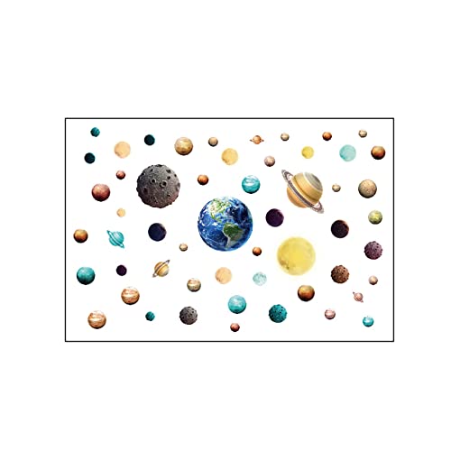 XZincer Galaxy Universe Multi Planet Aufkleber Wohnzimmer Schlafzimmer Fensterdekoration Wandaufkleber Vinyl Sticker Kinder (Black, One Size) von XZincer