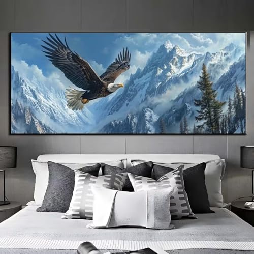 5D Diamond Painting Adler Schneeberg, Diamond Painting groß xxl 100 X 40 cm, Diamant Painting Bilder Cross Stickerei, Diamond-Painting Mosaik Full Drill Crystal für Wand Home Décor, Geschenk q274 von Xaafeze