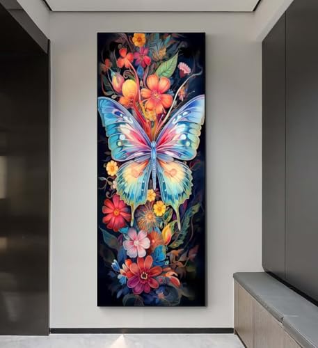 5D Diamond Painting Blumen Schmetterlinge,DIamond Painting groß xxl 240 X 90 cm,DIamant Painting Bilder Cross Stickerei,DIamond-Painting Mosaikherstellung Full Drill Crystal für Wand Home Décor q136 von Xaafeze