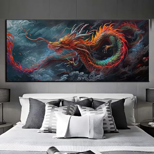 5D Diamond Painting Drache China, Diamond Painting groß xxl 70 X 30 cm, Diamant Painting Bilder Cross Stickerei, DIY Diamond-Painting Mosaik Full Drill Crystal, Kreativ Set für Wand Home Décor q241 von Xaafeze