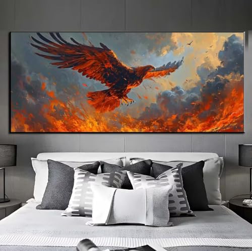 5D Diamond Painting Flamme Adler, Diamond Painting groß xxl 70 X 30 cm, Diamant Painting Bilder Cross Stickerei, DIY Diamond-Painting Mosaik Full Drill Crystal, Kreativ Set für Wand Home Décor q238 von Xaafeze