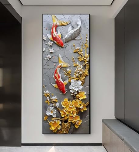 5D Diamond Painting Koi Blumen, Diamond Painting groß xxl 240 X 90 cm, Diamant Painting Bilder Cross Stickerei, DIY Diamond-Painting Mosaik Full Drill Crystal, Kreativ Set für Wand Home Décor q155 von Xaafeze