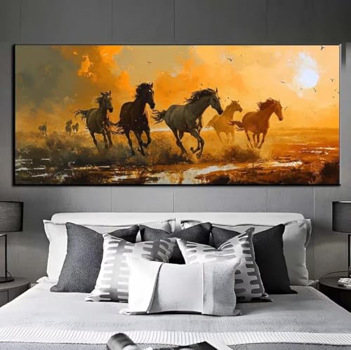 5D Diamond Painting Pferd Sonnenuntergang,DIamond Painting groß xxl 150 X 60 cm,DIamant Painting Bilder Cross Stickerei,DIamond-Painting Mosaikherstellung Full Drill Crystal für Wand Home Décor q536 von Xaafeze