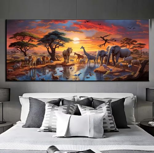 5D Diamond Painting Tiere Sonnenuntergang,DIamond Painting groß xxl 150 X 60 cm,DIamant Painting Bilder Cross Stickerei,DIamond-Painting Mosaikherstellung Full Drill Crystal für Wand Home Décor q484 von Xaafeze