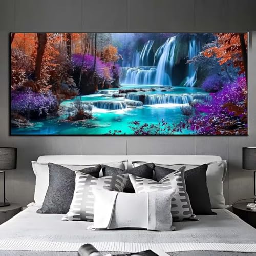 5D Diamond Painting Wasserfall Landschaft,DIamond Painting groß xxl 150 X 60 cm,DIamant Painting Bilder Cross Stickerei,DIamond-Painting Mosaikherstellung Full Drill Crystal für Wand Home Décor q502 von Xaafeze