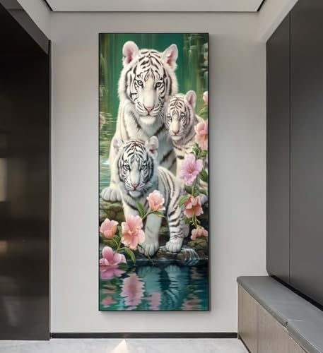 5D Diamond Painting Weißer Tiger Blume, Diamond Painting groß xxl 240 X 90 cm, Diamant Painting Bilder Cross Stickerei, Diamond-Painting Mosaik Full Drill Crystal für Wand Home Décor, Gifts q137 von Xaafeze