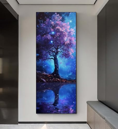 Diamond Painting Baum Sternenhimmel Diamond Painting Erwachsene, 5D Diamant Painting Bilder Crystal Embroidery, Daiments Painting Basteln Erwachsene,DIamond Painting Artdot für Wand Décor 25x50 cm q54 von Xaafeze