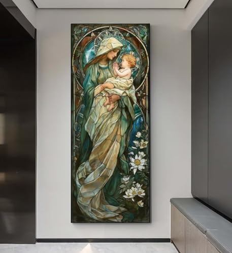 Diamond Painting Heilige Mutter Heilig Diamond Painting Erwachsene, 5D Diamant Painting Bilder Crystal Embroidery,Daiments Painting Basteln Erwachsene,DIamond Painting Artdot, Wand Décor 55x110 cm q31 von Xaafeze