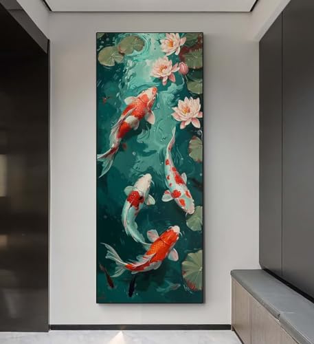 Diamond Painting Koi Lotus,Diamond Painting groß xxl 60 X 120 cm,Diamant Painting Bilder Cross Stickerei,Diamond-Painting Mosaikherstellung Full Drill Crystal,Kreativ Set für Wand Home Décor Gift q160 von Xaafeze