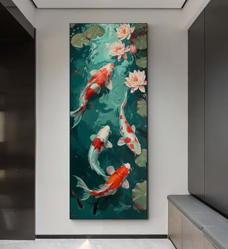 Diamond Painting Koi Lotus Diamond Painting Erwachsene, 5D Diamant Painting Bilder Crystal Embroidery, Daiments Painting Basteln Erwachsene, DIY Diamond Painting Artdot für Wand Décor 100x260 cm q160 von Xaafeze