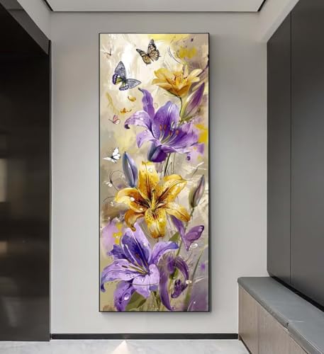 Diamond Painting Schmetterling Blume Diamond Painting Erwachsene, 5D Diamant Painting Bilder Crystal Embroidery,Daiments Painting Basteln Erwachsene,DIamond Painting Artdot für Wand Décor 25x50 cm q61 von Xaafeze