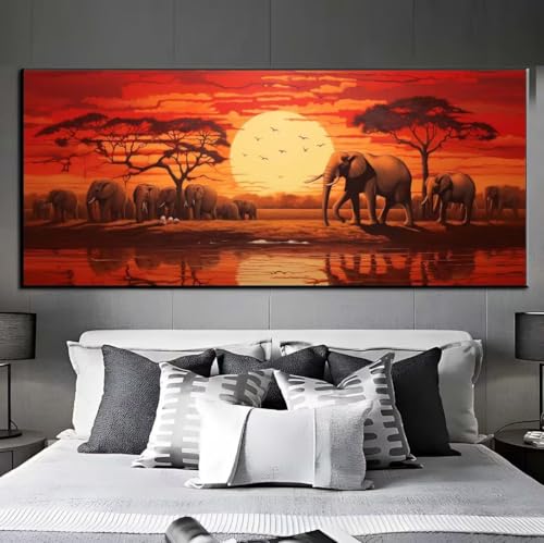 Diamond Painting Sonnenuntergang Elefant Diamond Painting Erwachsene,DIamant Painting Bilder Crystal Embroidery, Daiments Painting Basteln Erwachsene,DIamond Painting Artdot, Wand Décor 60x150 cm q517 von Xaafeze