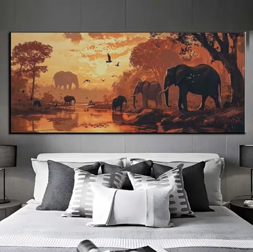 Diamond Painting Sonnenuntergang Elefant Diamond Painting Erwachsene,DIamant Painting Bilder Crystal Embroidery, Daiments Painting Basteln Erwachsene,DIamond Painting Artdot, Wand Décor 60x150 cm q518 von Xaafeze