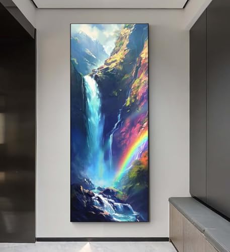 Diamond Painting Wasserfall Regenbogen Diamond Painting Erwachsene, 5D Diamant Painting Bilder Embroidery, Daiments Painting Basteln Erwachsene, Diamond Painting Artdot, Wand Décor 100x260 cm q144 von Xaafeze