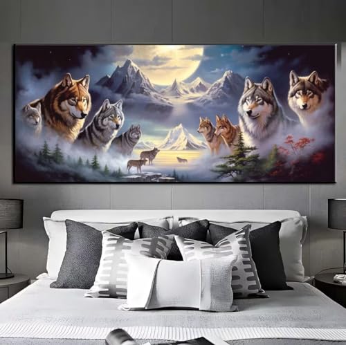 Diamond Painting Wolf Schneeberg, Diamond Painting groß xxl 50 X 100 cm, Diamant Painting Bilder Cross Stickerei, Diamond-Painting Mosaikherstellung Full Drill Crystal für Wand Home Décor, Gifts q477 von Xaafeze