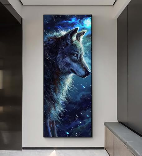 Diamond Painting Wolf Tier Diamond Painting Erwachsene, 5D Diamant Painting Bilder Crystal Embroidery, Daiments Painting Basteln Erwachsene, DIY Diamond Painting Artdot für Wand Décor 100x260 cm q219 von Xaafeze