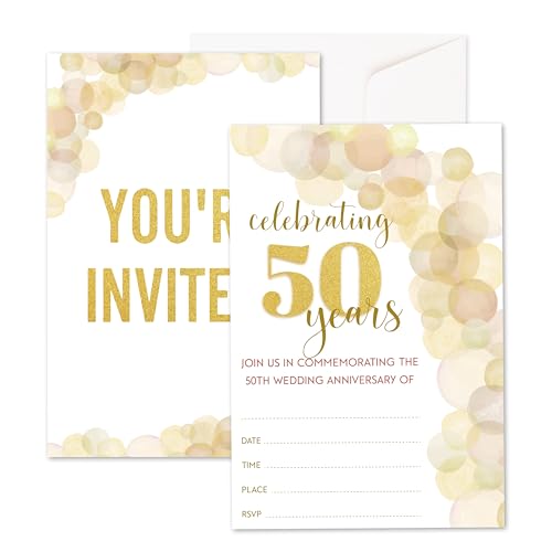 Einladungen zum Hochzeitstag, minimalistische Brautparty, Einladungen zur goldenen Hochzeit, mit Umschlägen, Partyzubehör zum 50. Jahrestag, Dekoration, doppelseitiges Ausfüllen, 20 Stück, 02 Einladungen zum Hochzeitstag, minimalistische Brautparty, Einladungen zur goldenen Hochzeit, mit Umschlägen, Partyzubehör zum 50. Jahrestag, Dekoration, doppelseitiges Ausfüllen, 20 Stück, 02 von Xanev