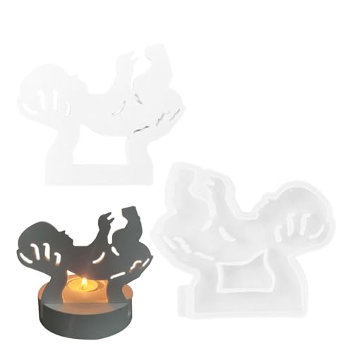 Kerzenständer-Form, hält Kind in den Händen, Harz, Epoxidharz, Kerzenständer, Epoxidharz, Silikongussform für Zuhause, Tischdekoration von Xasbseulk