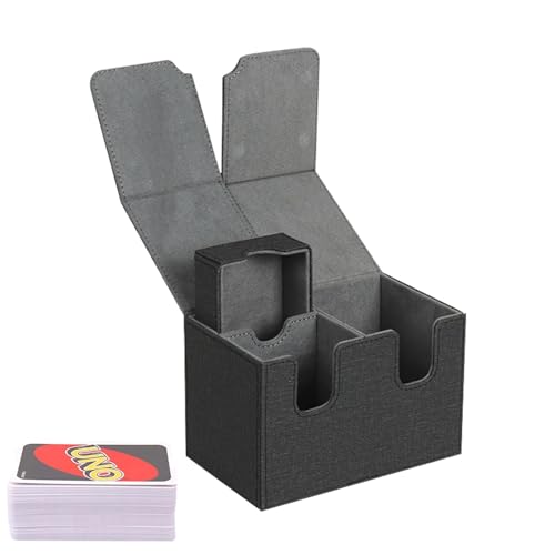 Xasbseulk Kartendeck-Boxen, PU-Leder-Kartendeck-Aufbewahrungsbox mit Magnetverschluss, solides Organisationszubehör, multifunktionale Deck-Box mit U-förmigem Schlitz für Karten von Xasbseulk