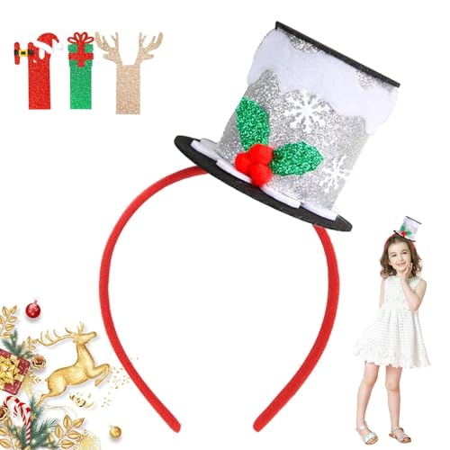 Xatteua Lustige Weihnachtsstirnbänder,Stirnbänder für Weihnachten - Rot Grün Silber Elastische Weihnachtskopfbedeckung,Modisches Kinder-Stirnband, Weihnachtsdekoration für, Mädchen, Kinder von Xatteua