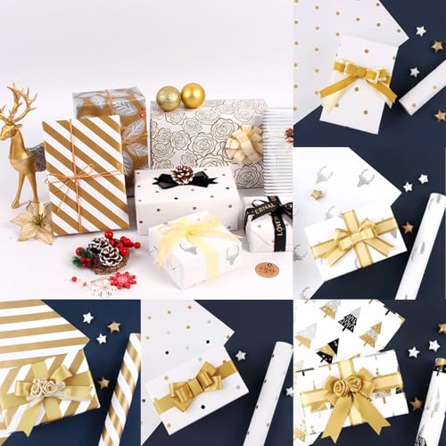 5 Blatt Weihnachts-Geschenkpapier, vorgeschnittenes, recycelbares Geschenkpapier, perfekt für DIY-Weihnachts-Knallbonbons, Geschenkbox-Verpackung, 70 x 50 cm (B) von Xbemkste