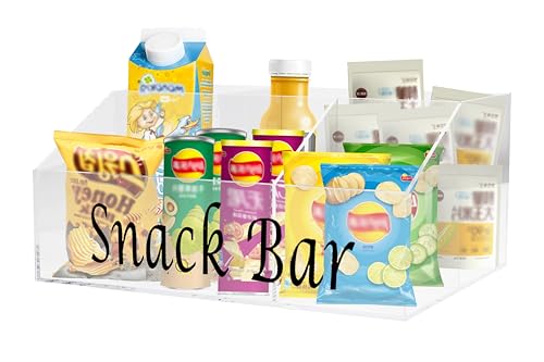 Xbopetda Snackaufbewahrung, 4 Fächer Acryl Snackbox, Trapezförmige Lebensmittelaufbewahrungsbehälter, Snackbar Organizer für Chips Candy Snacks, Snackbehälter Snackhalter für Speisekammer Organizer von Xbopetda