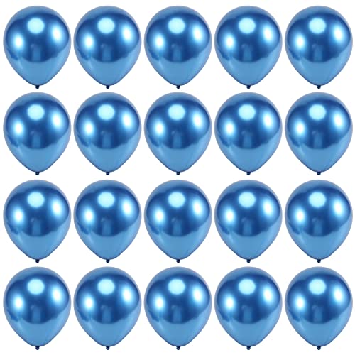 Xbsduih 50 Stück 10 Metallisch Latex Luftballons Dickes Chrom Hoch Glanz Metall Perl Ballon Globos für - Blau von Xbsduih