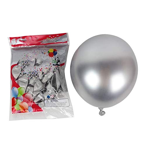 Xbsduih 50 Stück 10 Metallisch Latex Luftballons Dickes Chrom Hoch Glanz Metall Perl Ballon Globos für - Silber von Xbsduih