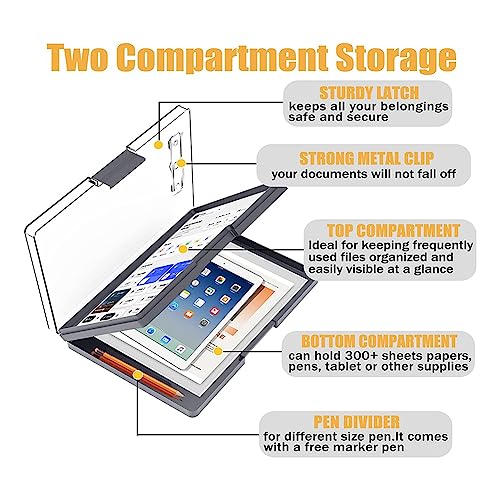 Xbsduih Klemmbrett mit Aufbewahrung, 13,3 X 9,5 mit 2 FäChern, Trocken-Klemmbrett, Robustes Klemmbrett, Kunststoff-Klemmbrett für die Krankenpflege B von Xbsduih