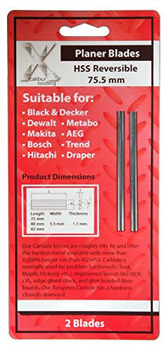 2 Stück Wendemesser Hobelmesser 75,5x5,5x1,1 Passend für Black & Decker DN750 SR600 K BD 75 KW 750 Hergestellt von Xcalibur Tooling von Xcalibur Tooling