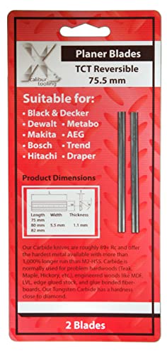 2 Stück HM Hartmetall Wendemesser Hobelmesser 75,5x5,5x1,1 Passend für Black & Decker B&D DN750 BD750 von Xcalibur Tooling