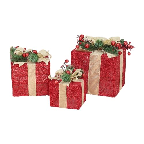 Xchon 3-teiliges Weihnachtsboxen-Set für den Außenbereich, Geschenk, Dekoration unter dem Baum, Paket für den Innenbereich, Urlaub, Party, Hochzeit, Zuhause von Xchon