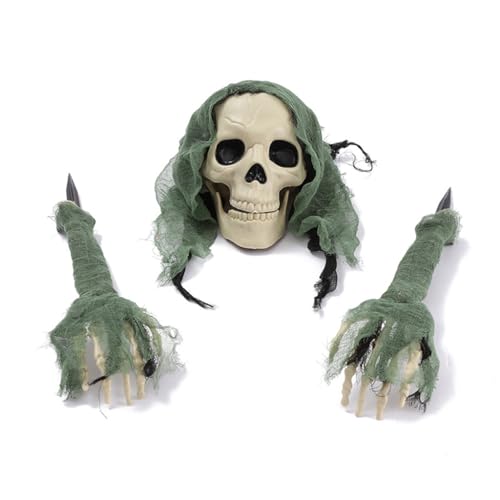 Xchon 3 x Halloween-Skelett, realistische Handknochen, Halloween-Dekoration, Horror-Requisiten für Garten, Haus, Hof, Party von Xchon