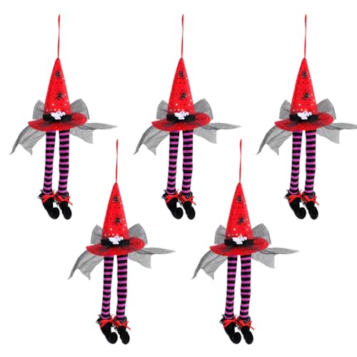 Xchon 5 Stück Halloween Hexenhut Fensterbehang Festliche Heimdekoration Polyester Dekorative Ornament Partyzubehör von Xchon