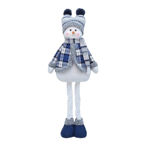 Xchon Blauer Weihnachts-Schneemann mit warmer Mütze und Schal, Plüschstoff, Teleskop-Schneemann, Stehfigur von Xchon